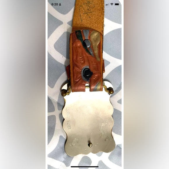 Vintage Womens Signed By Designer  Genuine Cowhide Belt W- German Silver Buckle main image 7